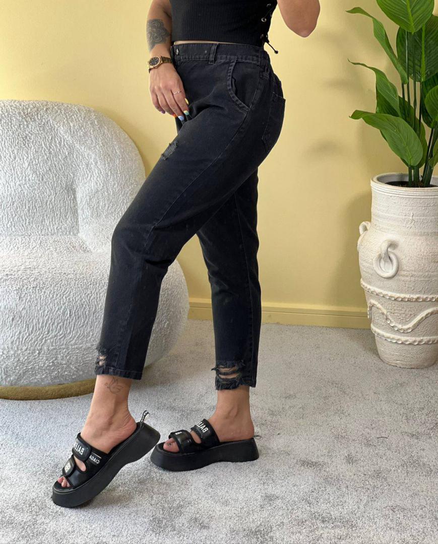 عکس شلوار مام پشت کش ذغالی مچ زاپ